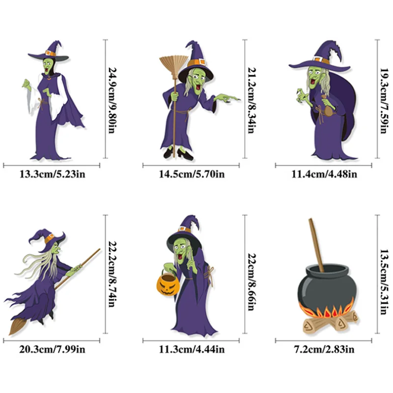 Halloween Witch Static Electricity Window Sticker Party Bedroom Living Room Mall Classroom Decora Sticker Waterproof Antifouling