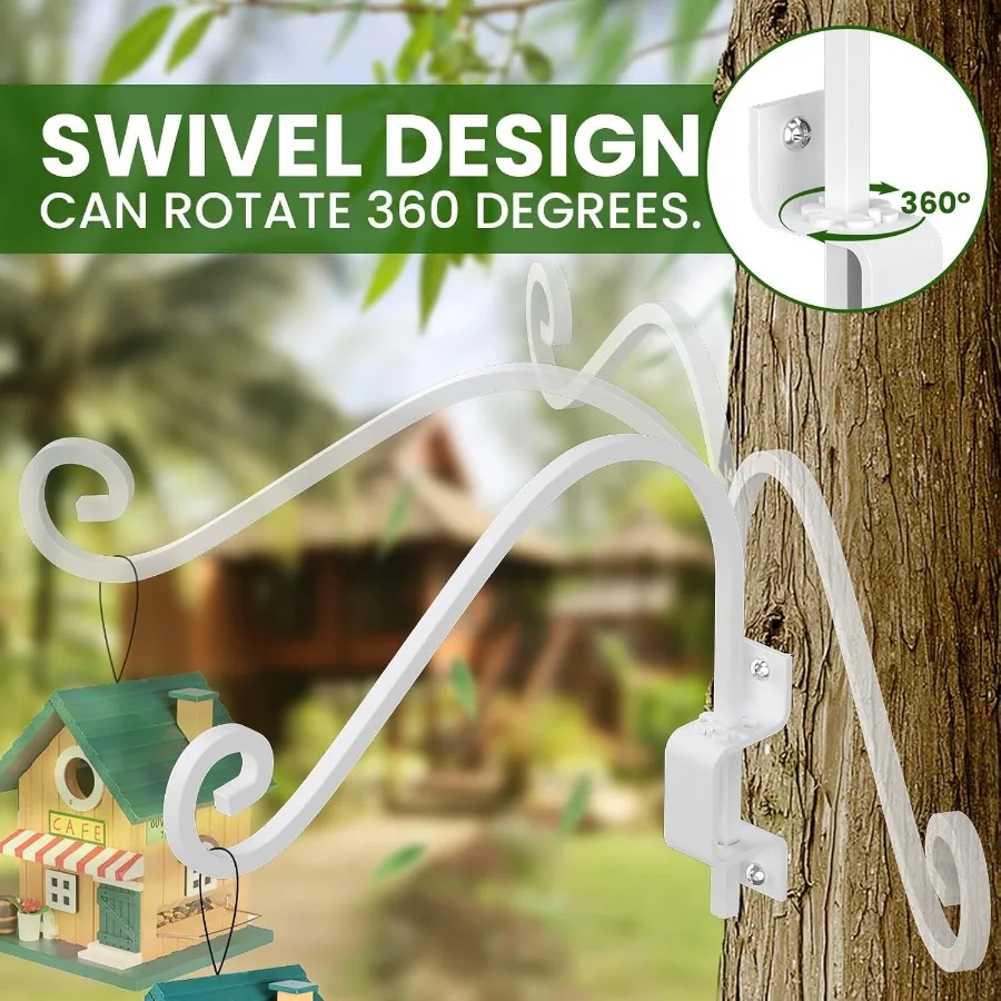 شماعات نباتات دوارة في الهواء الطلق: 2 حزمة خطافات نباتية شماعات تغذية الطيور جدار جبل 15 بوصة خطافات نباتية دوارة لسلال معلقة #2