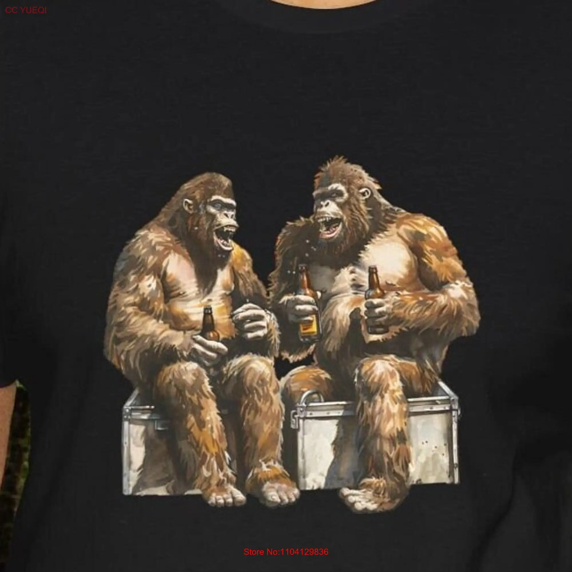 Bigfoots drinking beer T Shirt Happy Sasquatch campers hairy humans camping long or short sleeves