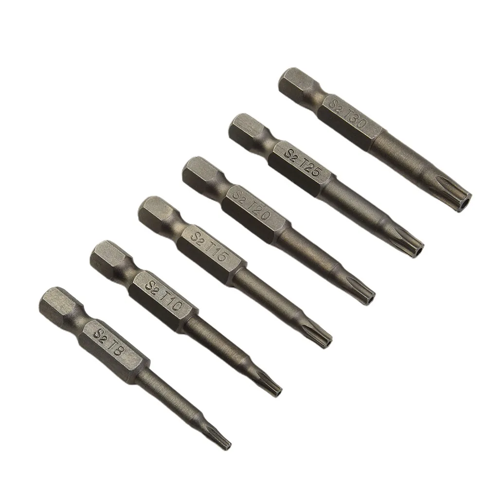 

6pcs 50mm Magnetic Torx Screwdriver Bits 1 4 Hex Shank T8 T10 T15 T20 T25 T30 Alloy Steel Screwdrivers Bit Hand Tools