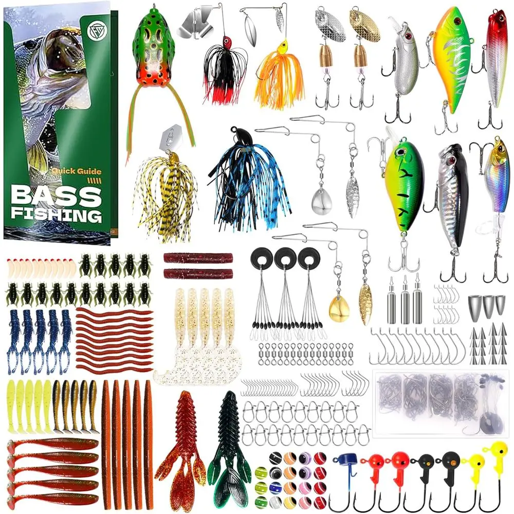 

Комплект рыболовных приманок из 322 предметов — приманка Buzz Bait/спиннерные приманки/джиг/лягушка, коробка для рыболовных снастей со снастями в комплекте, мягкая приманка/крючки/грузчи