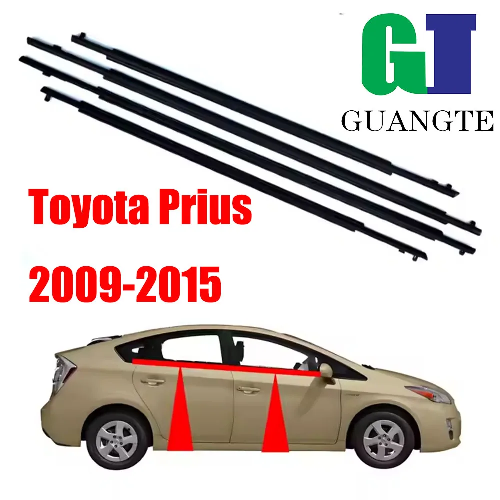 

4PCS Black Car rubber Weatherstrip Glass Window Molding Trim Seal Belt Compatible with Toyota Prius 2009-2015 75720-47021