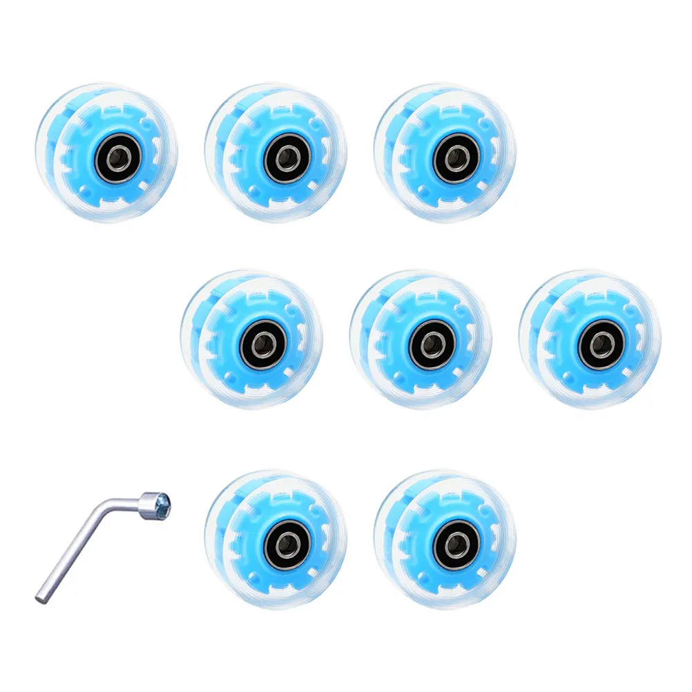 

Комплект светящихся в темноте колес для роликовых коньков: яркие, с высоким сцеплением, для уличного катания по бетону и асфальту