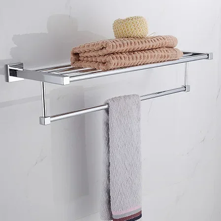 

High-quality bathroom pendants are heavy, pure copper, chrome-plated, square, square feet, bath towel rack, double towel rack.