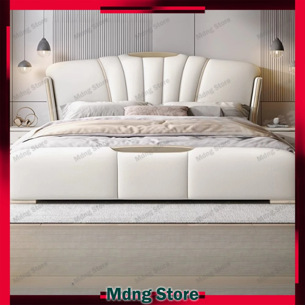 

European Minimalist Bed Queen Luxury White Modern Aesthetic Beds Bedroom Floor Muebles Para El Hogar Furniture Decoration