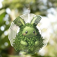 Metal Wind Spinner with Bunny Design 25cm Outdoor Garden Decor for Thanksgiving Christmas Holiday Easy to Hang No Power Needed