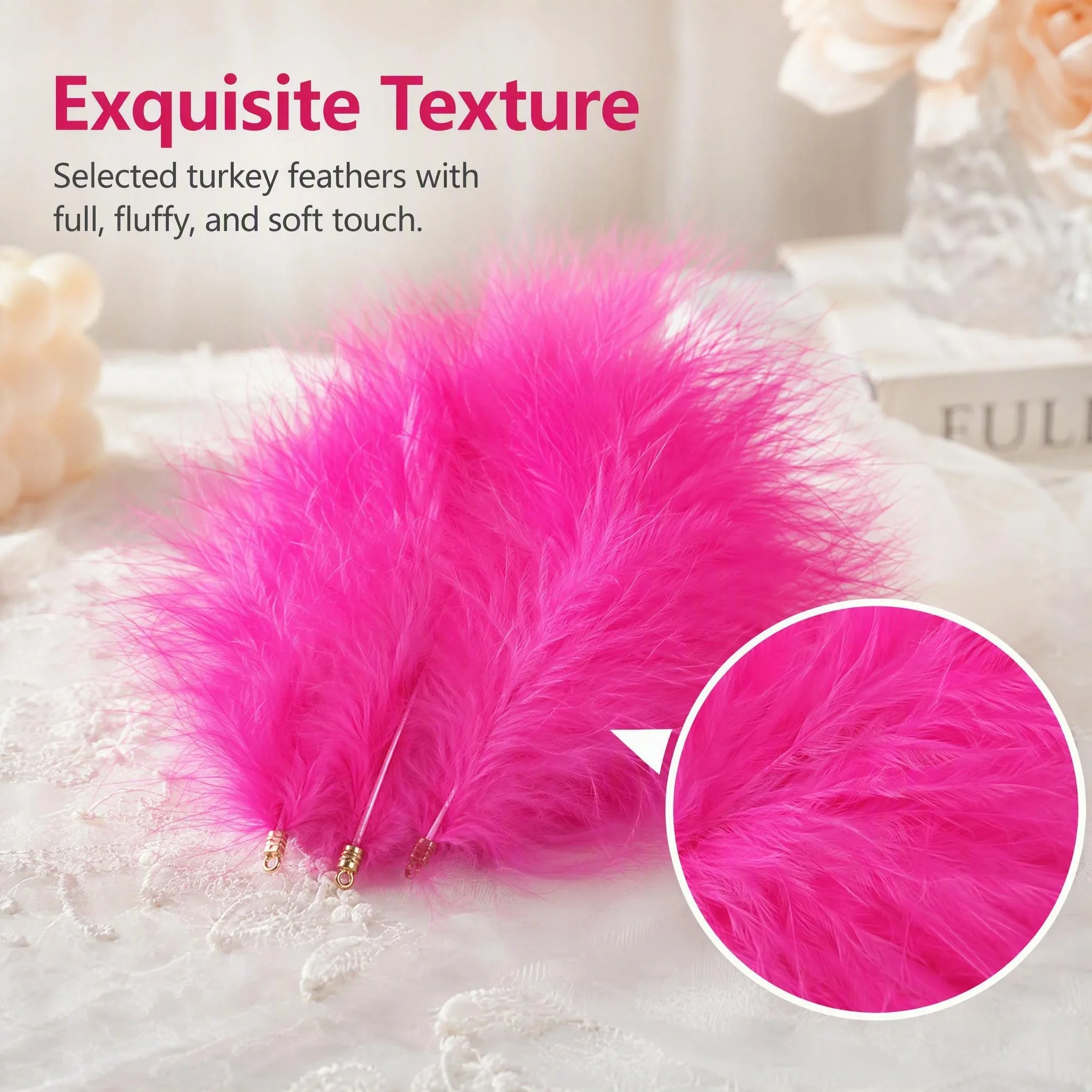 Wholesale Rose Red Turkey Marabou Feathers 10-12cm with Clips Full Plumes DIY Crafts Jewelry Cat Toys Dream Catcher Decoration