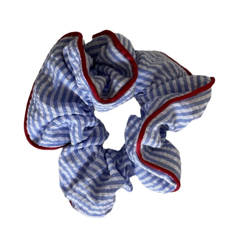 Rambut Bergaris Scrunchy French Ruffle Elastic Scrunchies Semua Ikat Rambut Cocok