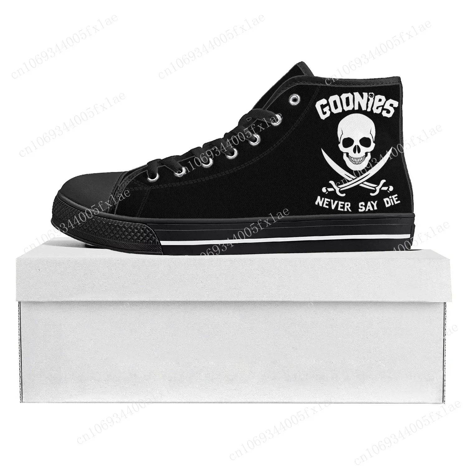 

Goonies Never Say Die Skull Pirate Rock High Top High Quality Sneakers Mens Womens Teenager Canvas Sneaker Couple Custom Shoe