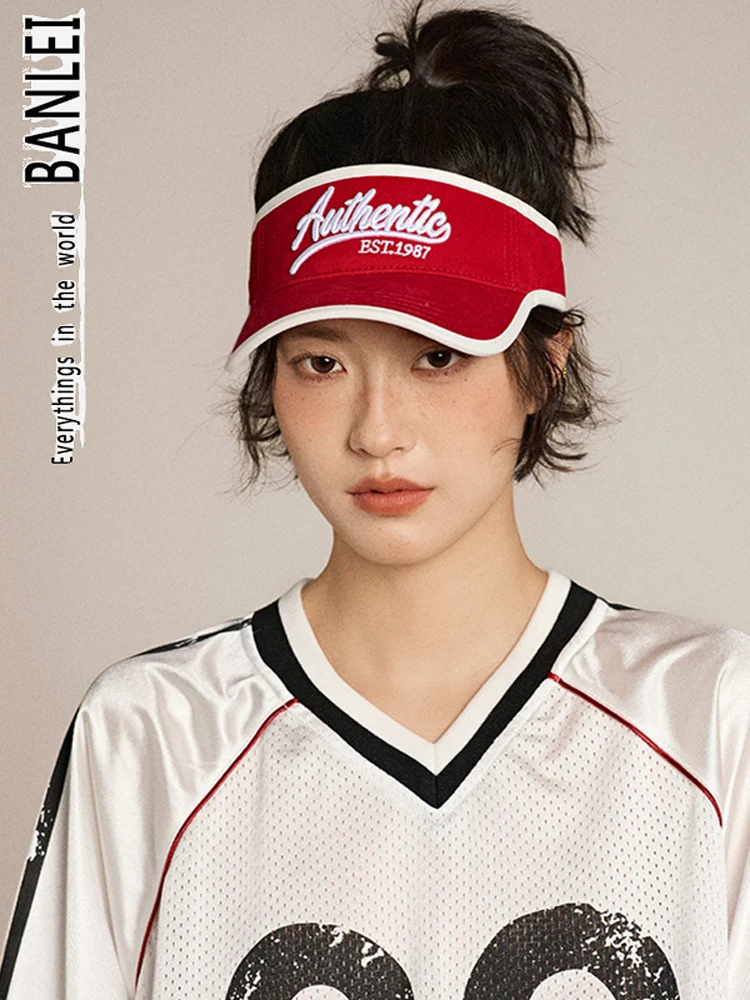 

Alphabet empty top sunscreen cap 2025 new summer wide brim sports and leisure sunshade topless cap