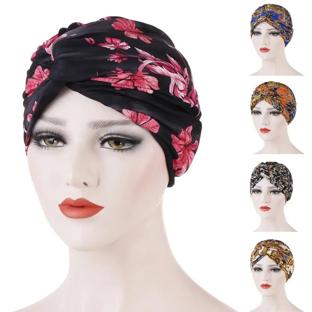 Muslim Women Twist Knot Chemo Cap Cancer Hat Turban Hat Bonnet Head Scarf Wrap Indian Hat Beanies Skullies 2024 Arab Islamic Cap