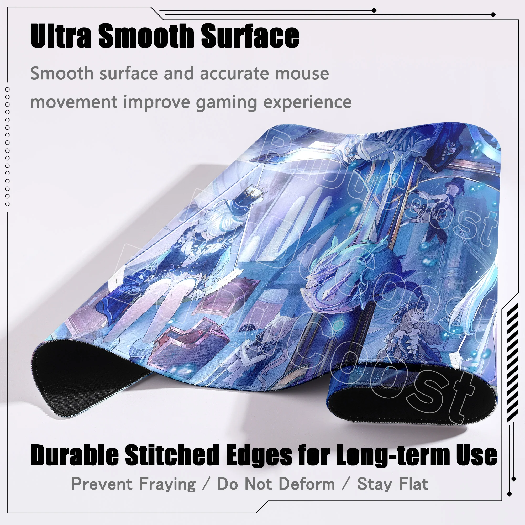 Large Computer Anime Rubber Stitch Edge Deskmat Genshin Impact Non-slip Mouse Pad XXL Cute Furina Speed Gamer Keyboard Mausepads view 4