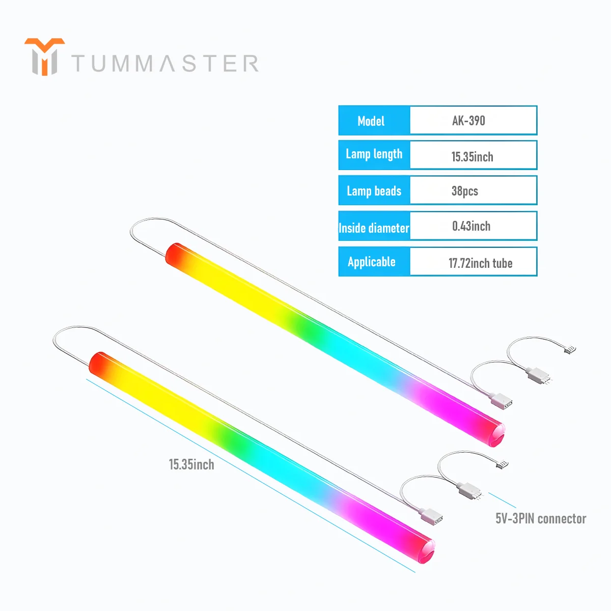 TUMMASTER ARGB funda de refrigeración por agua 5V3 pines tubo emisor de luz de refrigeración por agua de silicona suave para decoración de carcasa de PC funda de juegos