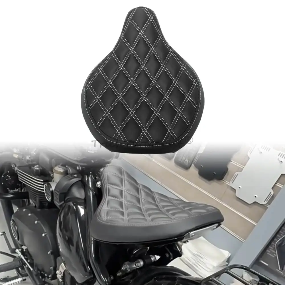 1Piece Front Driver Seat Motorcycle Driver Seat Compatible With Triumph Bonneville Bobber 2017-2025 Motorcycle Seat Black White