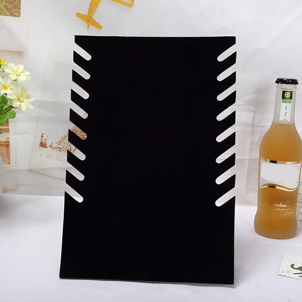 

Flocking Necklace Display Stand Rectangular Black Jewelry Organizer Holds 8 Pendants Countertop Store Trade Show Display