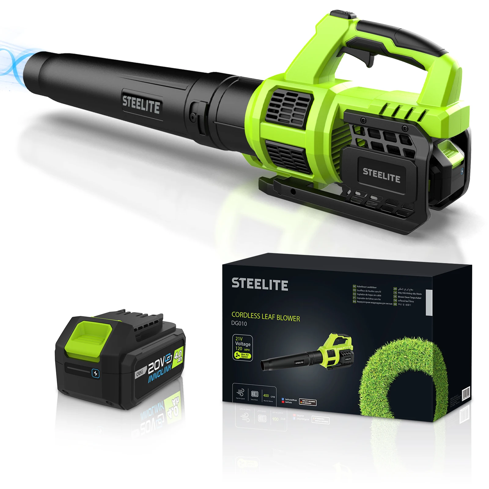 

Deli 21V Cordless Leaf Blower,120 MPH 480 CFM,Electric Lightweight Blower with 4.0Ah Battery Packs and Charger,for Lawn Care