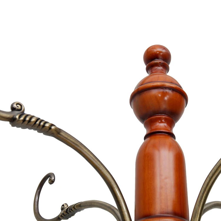 ws-High Quality Traditional Antique Wooden Freestanding Hall Tree Coat Rack with Clothes Hanger and Jacket Holder Design@