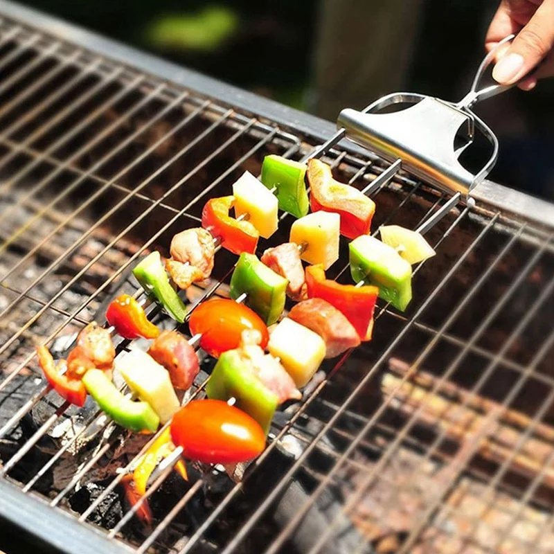 

Barbeque Skewers Silver Stainless Steel BBQ Tool For BBQ, Reusable Sticks For Barbecue, Outdoor