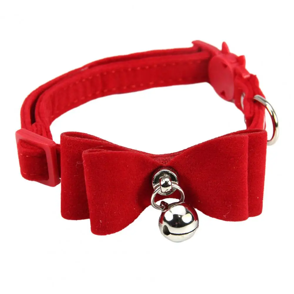 Adjustable Size Cat Collar Adjustable Plush Cat Collar with Bowknot Bell Easy-to-wear Pet Accessory for Neck Variety Puppy