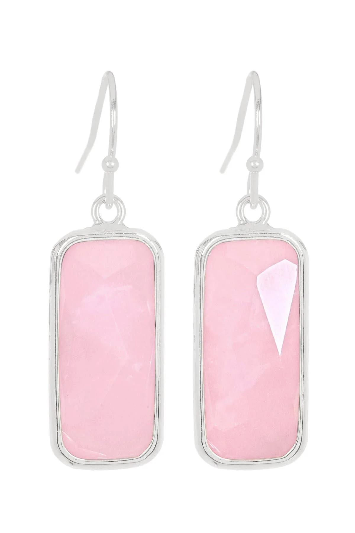 

Handmade Gemstone Rose Quartz Amethyst Amazonite Black Onyx Labradorite Rectangle Drop Earrings