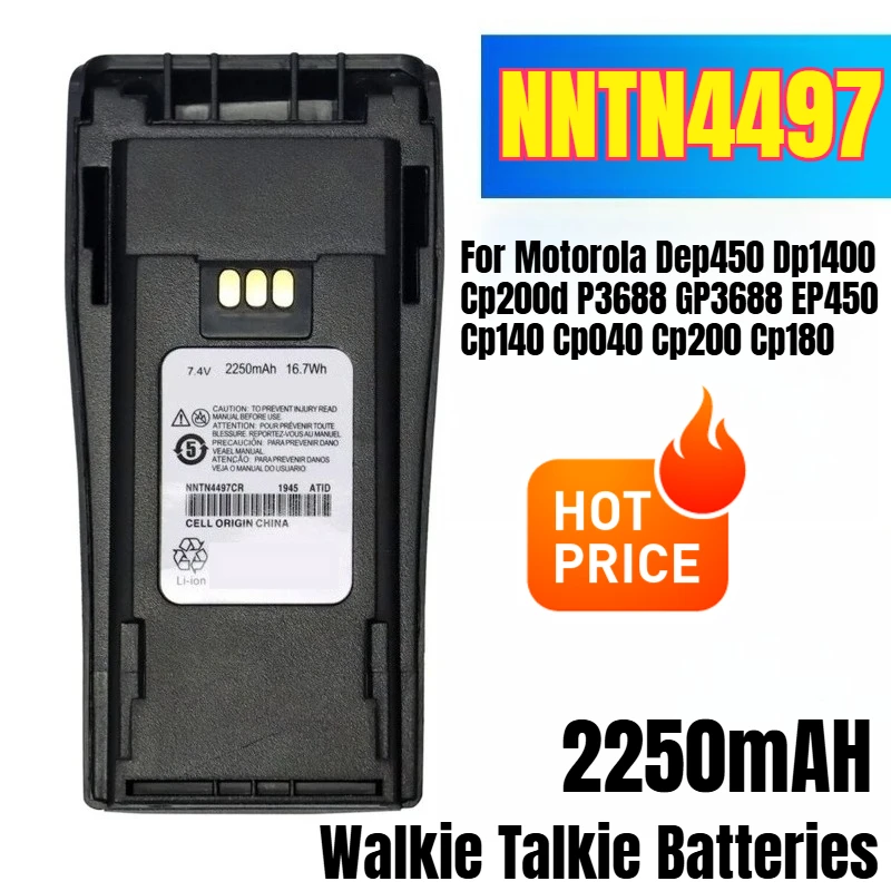 

NNTN4497 2250mAh Walkie Talkie Batteries for Motorola Dep450 Dp1400 Cp200d P3688 GP3688 EP450 Cp140 Cp040 Cp200 Cp180