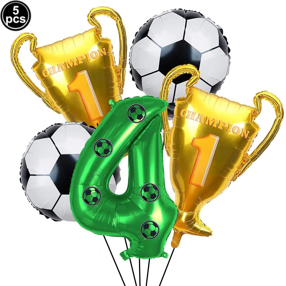 1set 32inch Green Digit Number Globos Football Helium Balloons Trophy Balloon Children\'s Gifts Soccer Birthday Party Decoration