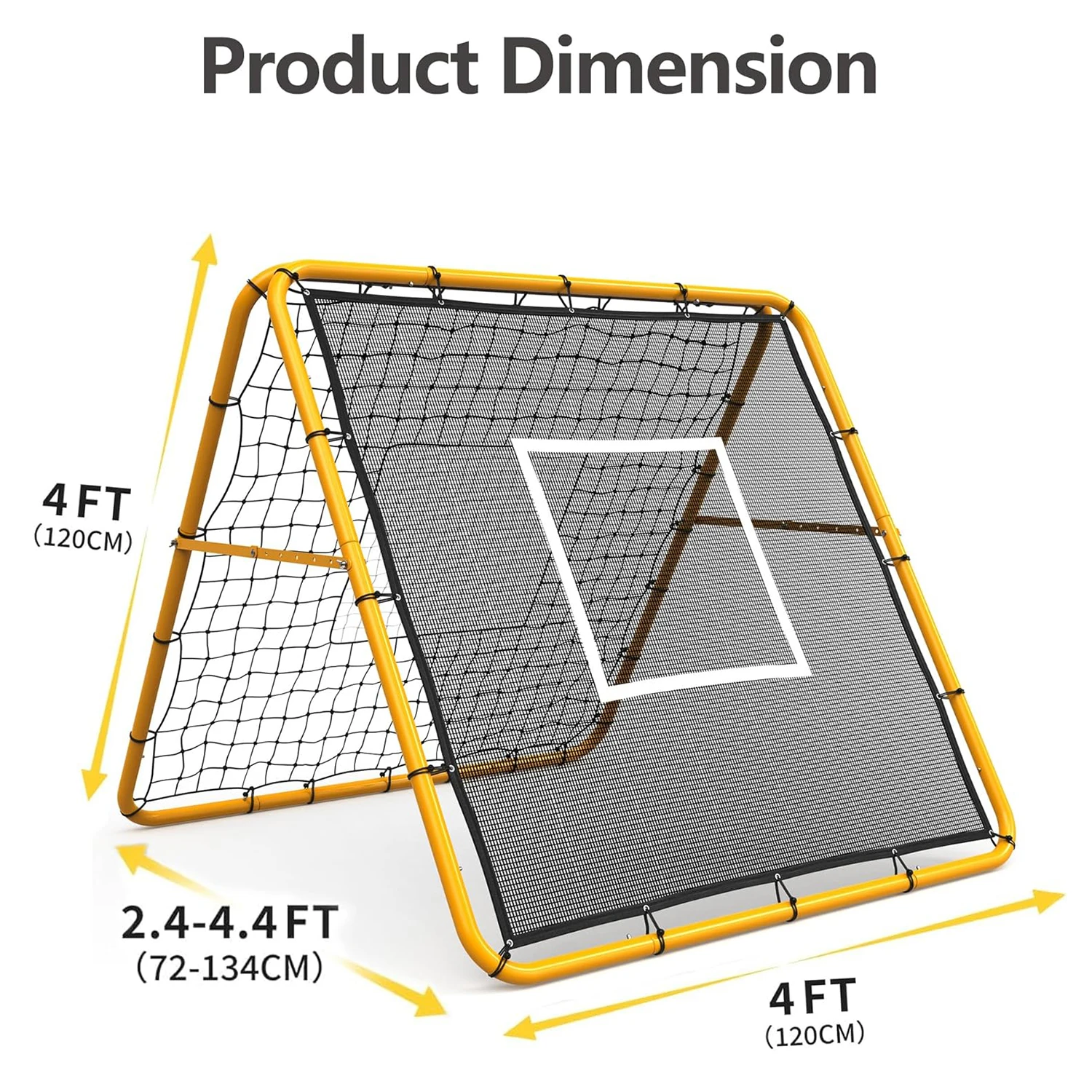 축구, 야구 및 소프트볼용 4 x 4피트 조절 가능한 멀티 스포츠 리바운더 네트 – 패스, 투구 및 컨트롤을 위한 훈련 네트