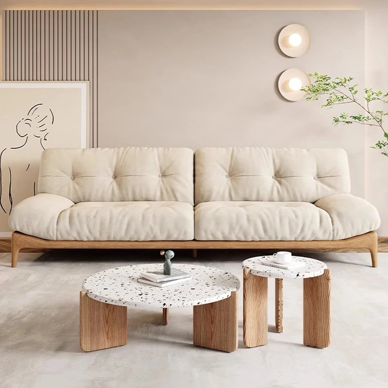 Drewniana minimalistyczna Sofa do przechowywania designerska japońska klasyczna recepcja kanapa Vintage pojedyncza pufa Chambre meble łóżko-zestaw