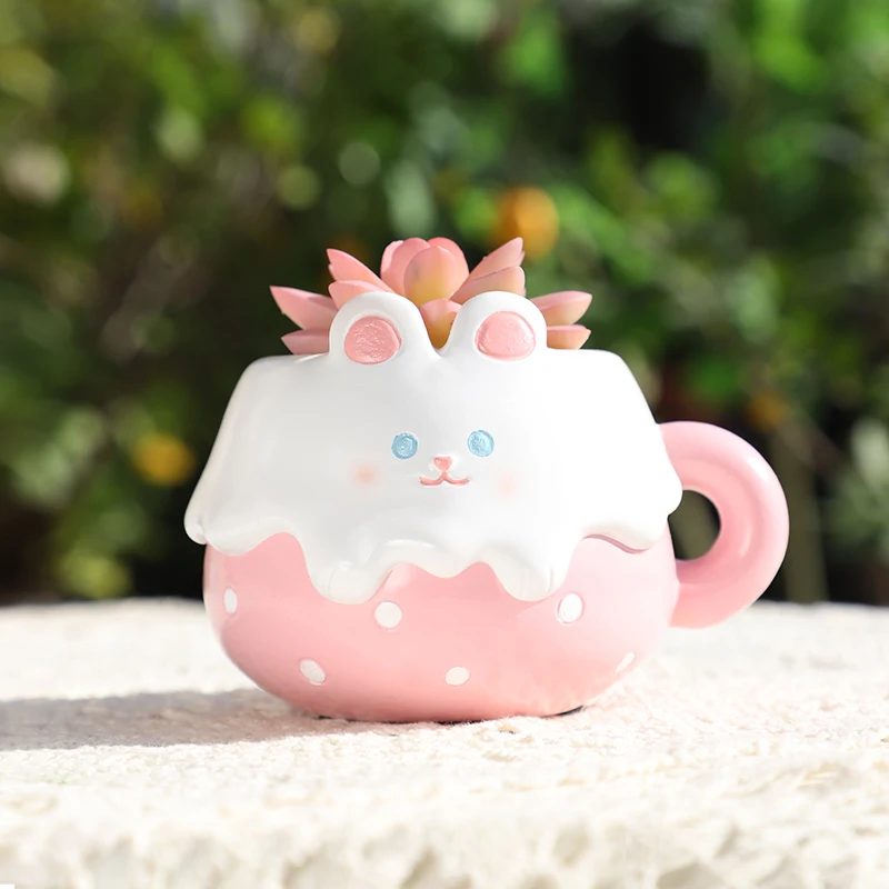 Home Decor & Wholesale Garden Plant Containers  Cute Cartoon Animal resinss Succulent Eco-Friendly Pots  with Drainage Hole