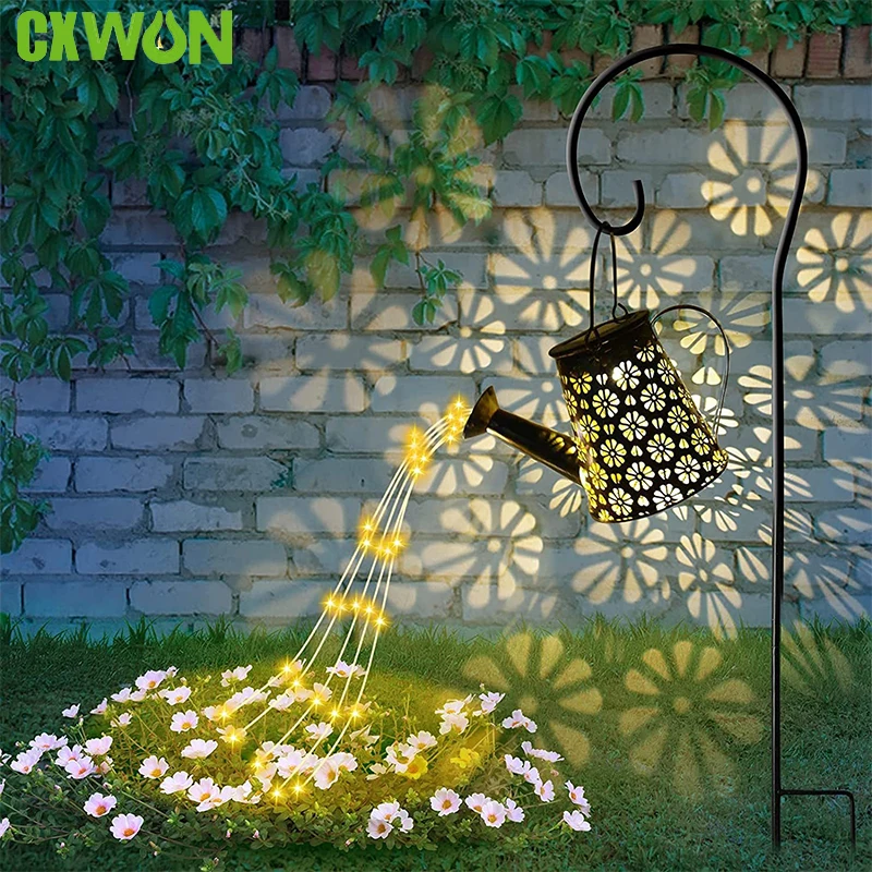 LED Solar Light For Garden Waterproof Retro Metal Hanging Watering Solar Light String For Table Patio Yard Pathway Walkway