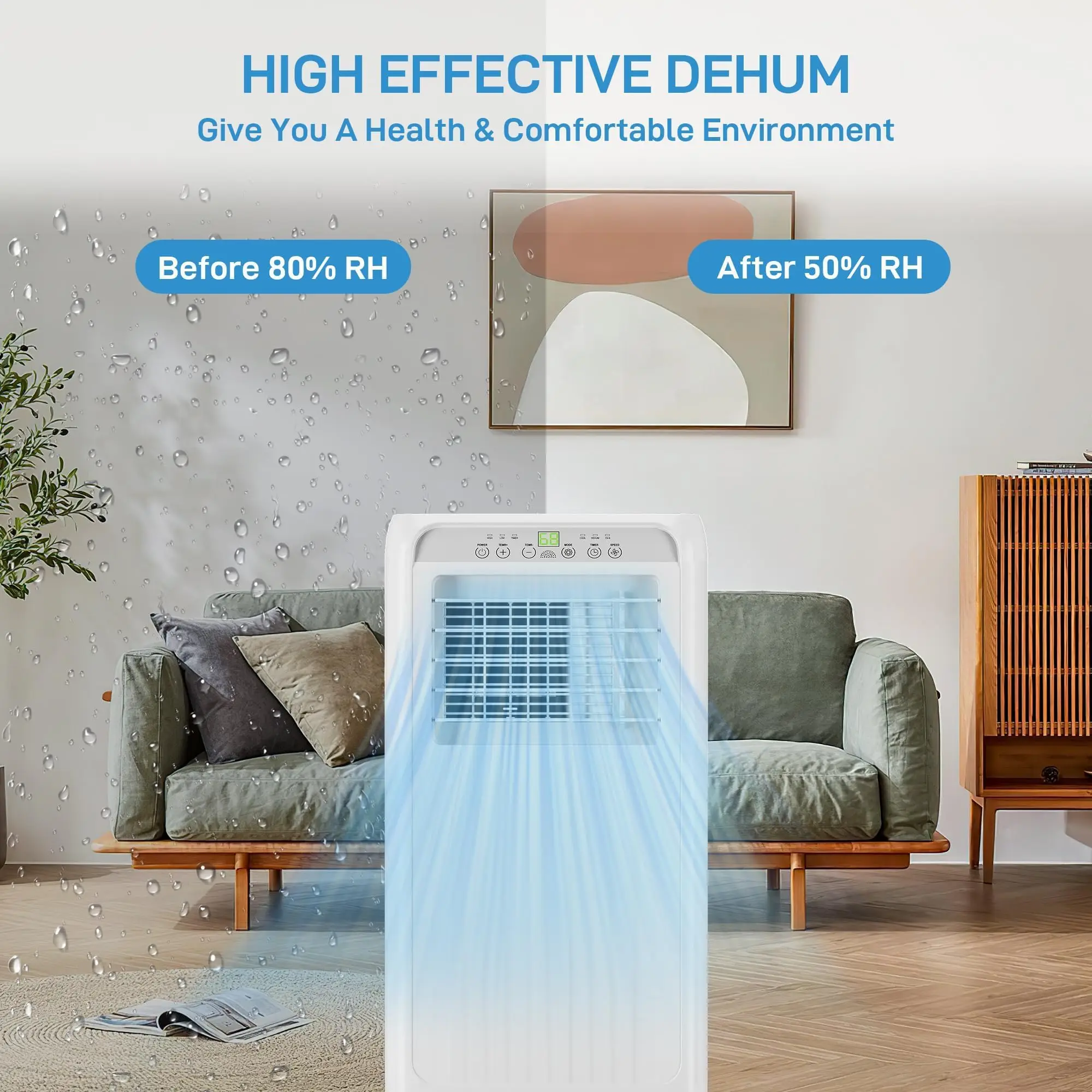 Portable Cooler Fan With Cooling Dehumidifying And Fan Quiet Operation Easy Mobility Remote Control Enhanced Air Quality For Home And Office
