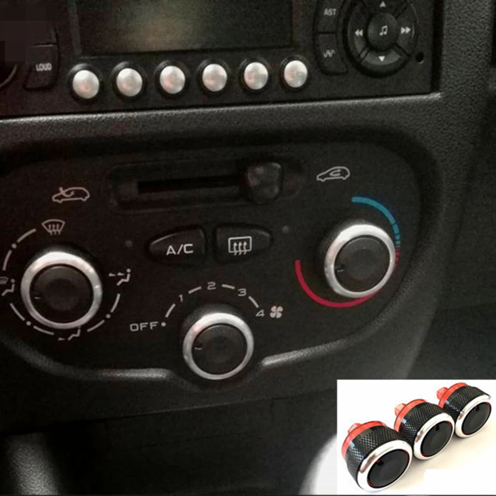 3pcs/Set For Peugeot 206 207 For Citroen C2 Car AC Knob Aluminum alloy Air Conditioning Heat Control Switch Accessories