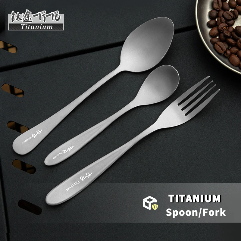 

TiTo Titanium Drops Handle&Round Handle Spoons and Forks Ultra-light Cutlery Spoon With Elegant Handle Use For Home Restaurant