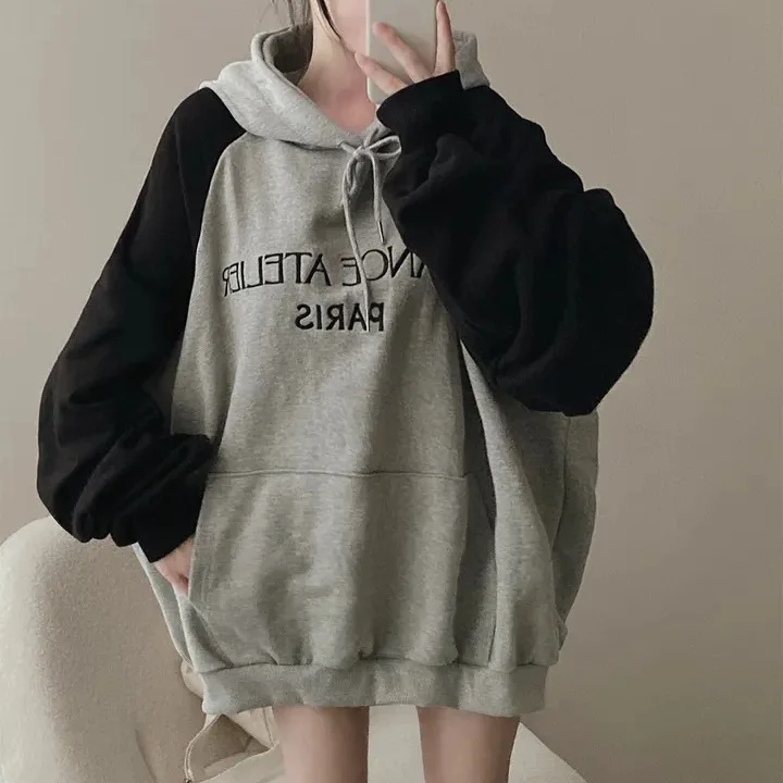 

Women Loose Versatile Gentle Sweet Shoulder Letter Printed Hooded Sweatshirt Commute Band Cap Drawstring Sweatshirt Hoodies