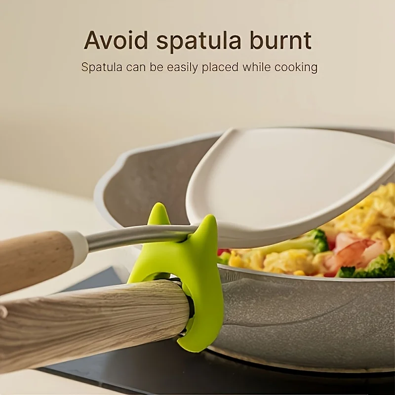 Multi-functional Silicone Pot Side Clip Anti Scratch Clamp Hooks Tongs For Pan Side Spoon Scoop Holder Spatula Storage Rack