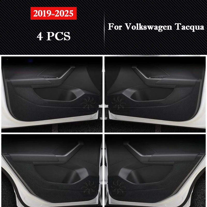 ل Volkswagen Tacqua 2019 - 2025 باب السيارة مكافحة ركلة وسادة جلدية الداخلية مكافحة القذرة حماية ملصقات اكسسوارات الديكور