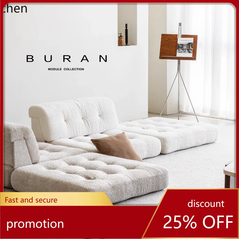 CZ  floor-to-ceiling square camel wool white modular fabric lazy movable single combination sofa