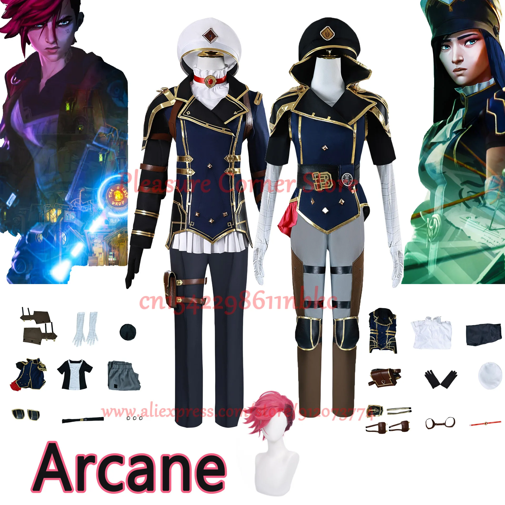 In Stock Arcane Caitlyn Kiramman Cosplay Costume Anime LOL Arcane Vi Cosplay Uniform Outfits Carnival Suit Halloween Costume