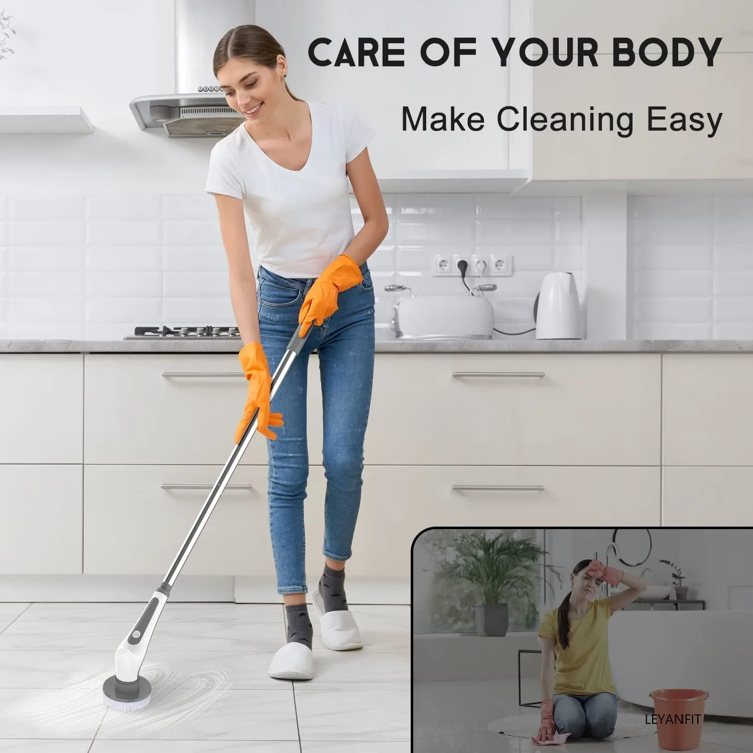 IPX8 Waterproof 6 in 1 Electric Cleaning Brush Electric Spin Scrubber Electric Cleaning Tools Kitchen Bathroom Cleaning Gadgets