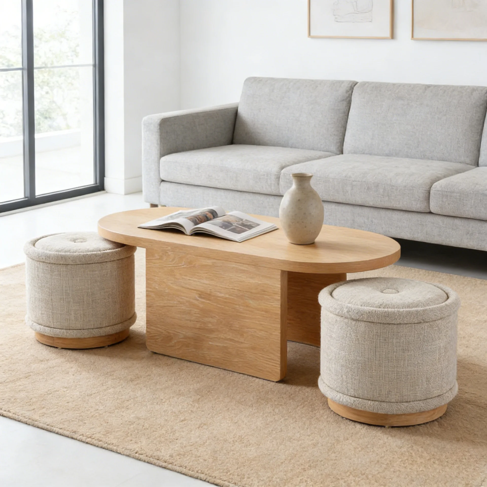 Solid wood multifunctional coffee table, combined with homestay and hotel lobby layout, space-saving, high utilization rate