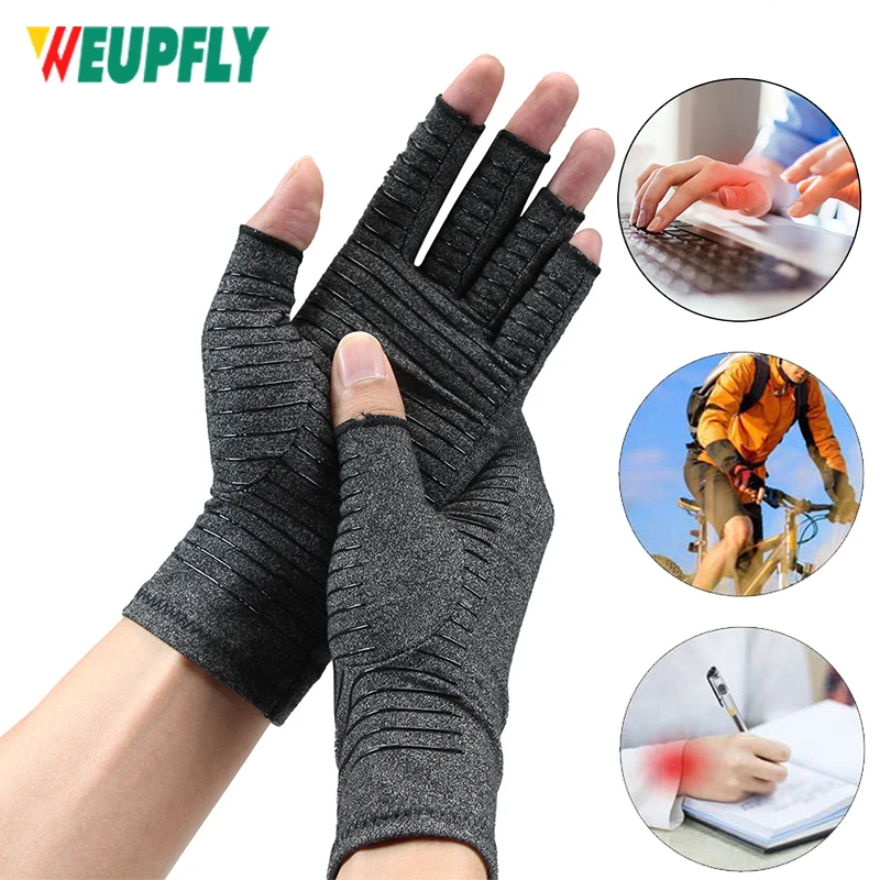 1 Pair Compression Arthritis Gloves Premium Arthritic Joint Pain Relief Hand Gloves Therapy Open Fingers Compression Gloves