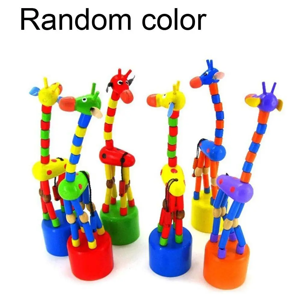 Developmental Puppet  Wooden Cartoon Cute Decoration Home  Puzzles Swing Colorful Rocking Dancing Giraffe  Giraffe