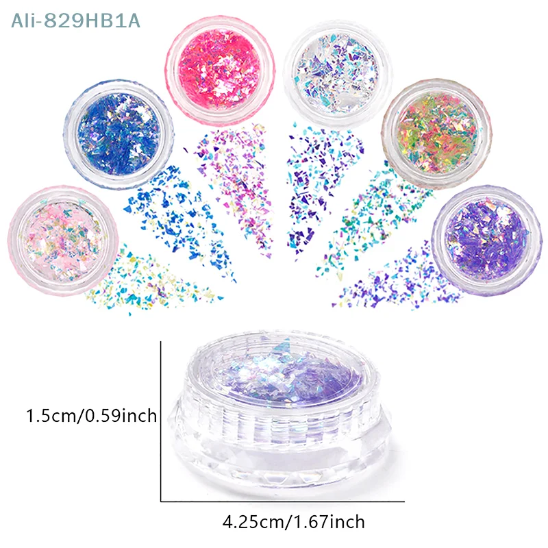 Paillettes brillantes pour ongles, 1 boîte, poudre opale sirène, démontrent aurore, design manucure, miroir, pigment néon, accessoire pailmétrage