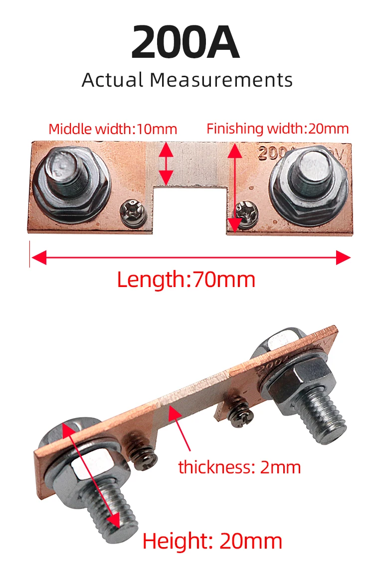 Externe Shunt FL-2 50A 100A 200A 300A 75mV Strom Meter Shunt Resister für Digital Voltmeter Amperemeter Wattmeter – Detail 8