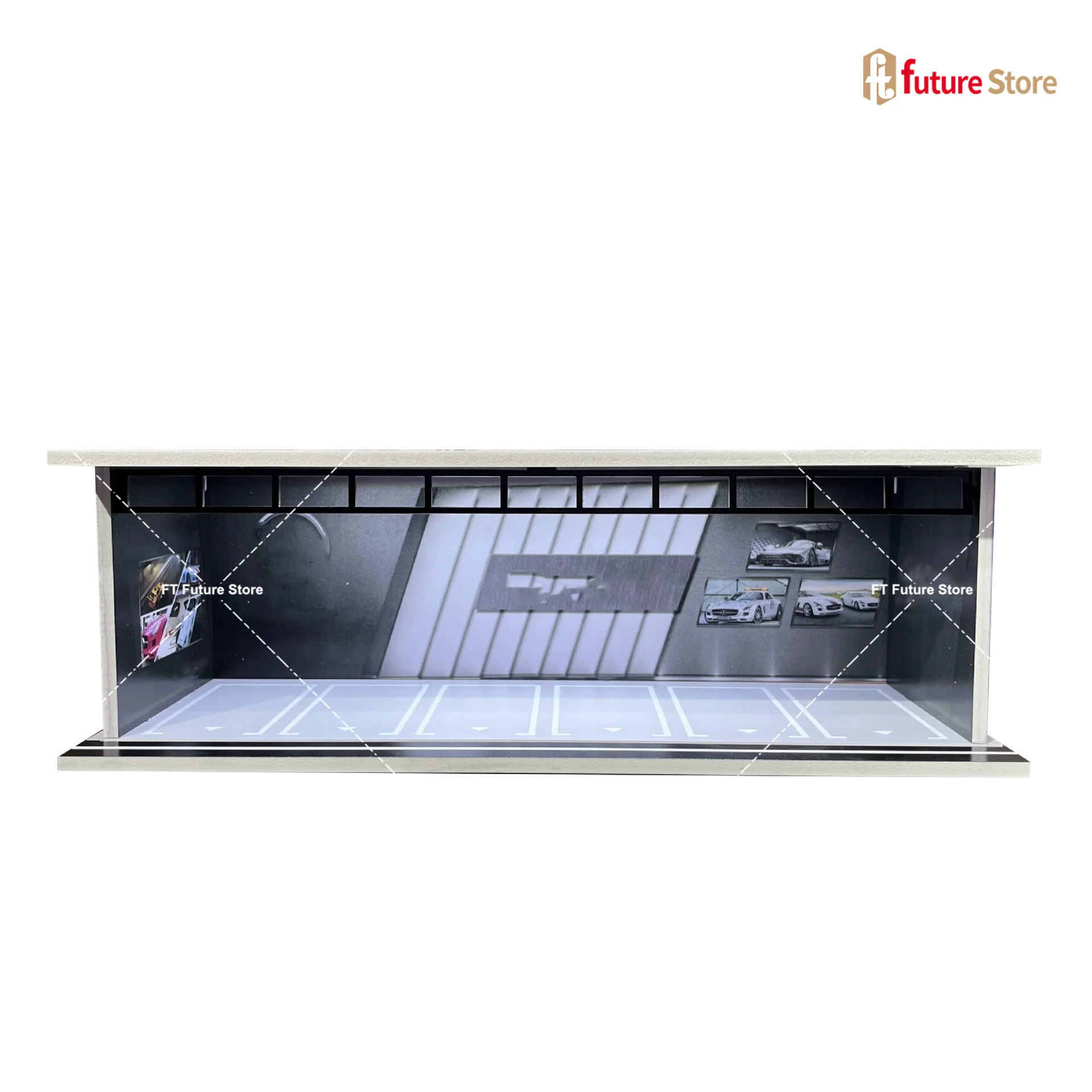 1/64 Schaal Garage Scène Model Verlichting Gemonteerd Parkeerplaats Diorama Parkeerplaats voor Miniaturen Figuur Auto's Display