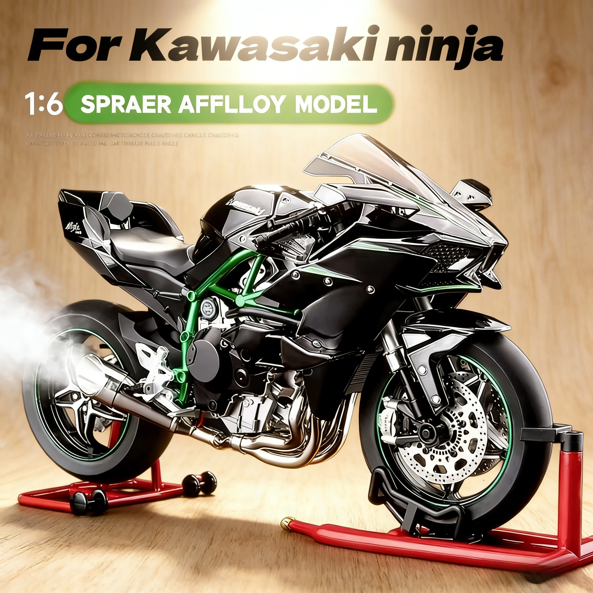 

FOR Kawasaki Ninja H2R 1:6 Spray Alloy Die-Cast Moto Model - Realistic Collectible Display Model Sound And Light Gift for Boys 4