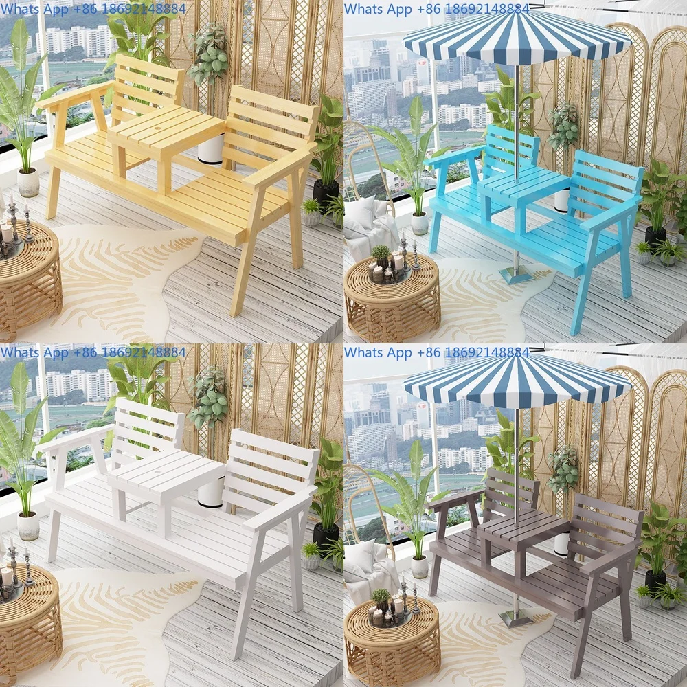 Outdoor Wooden Garden Bench for Patio Backyard Camping and Park Double Seat Leisure Chair for Adults