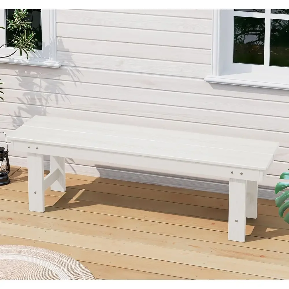 2-Person Weatherproof HDPE Outdoor Bench, 660 lbs Capacity, White Poly Lumber Patio Furniture for Garden and Park