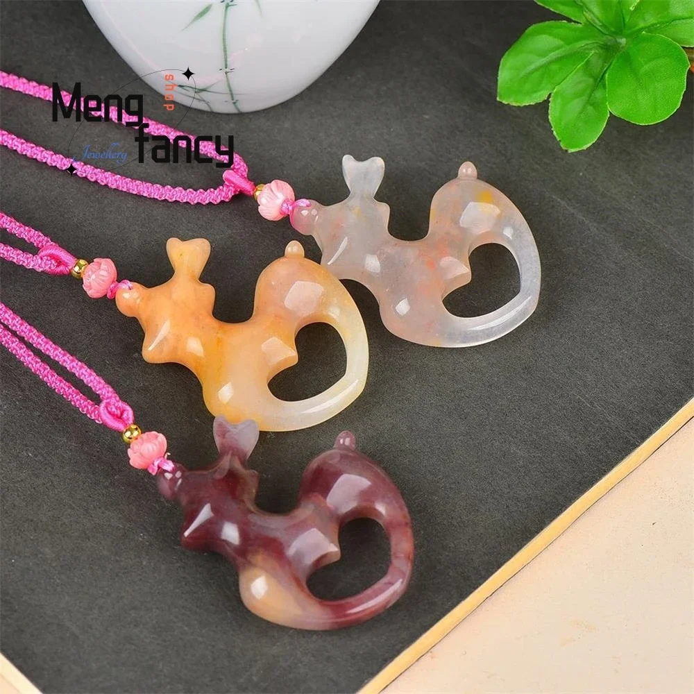 

Natural Hetian Golden Silk Jade Fawn Pendant Charms Fashion Fine Jewelry Women Men Engraver Amulet Mascots Necklace Holiday Gift