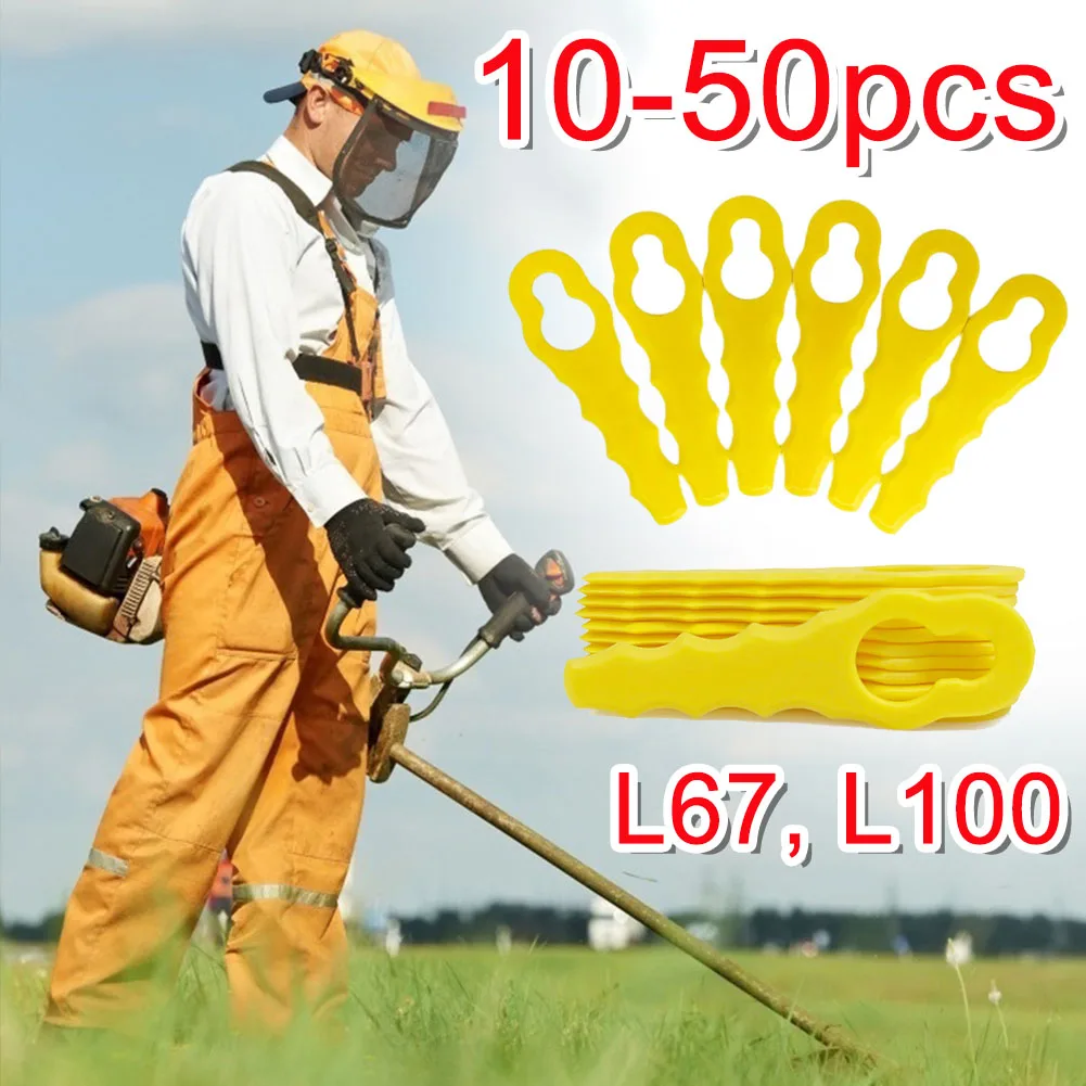 เครื่องตัดหญ้า10/50ชิ้นใบมีดเครื่องตัดหญ้าพลาสติกใบมีด pemotong rumput ซิกแซกอุปกรณ์ซ่อมเครื่องตัดหญ้า